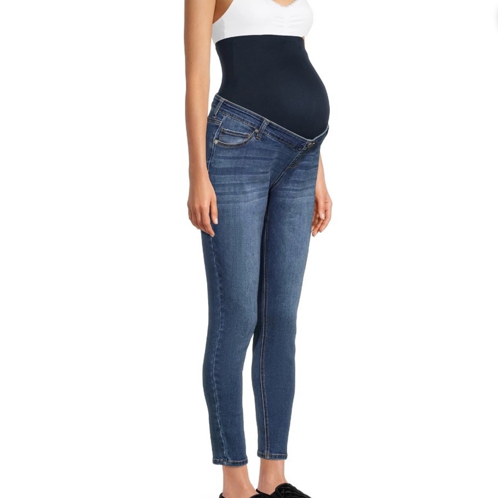 TIME AND TRU Maternity Skinny Blue Denim Jeans Medium 8-10 Full Panel